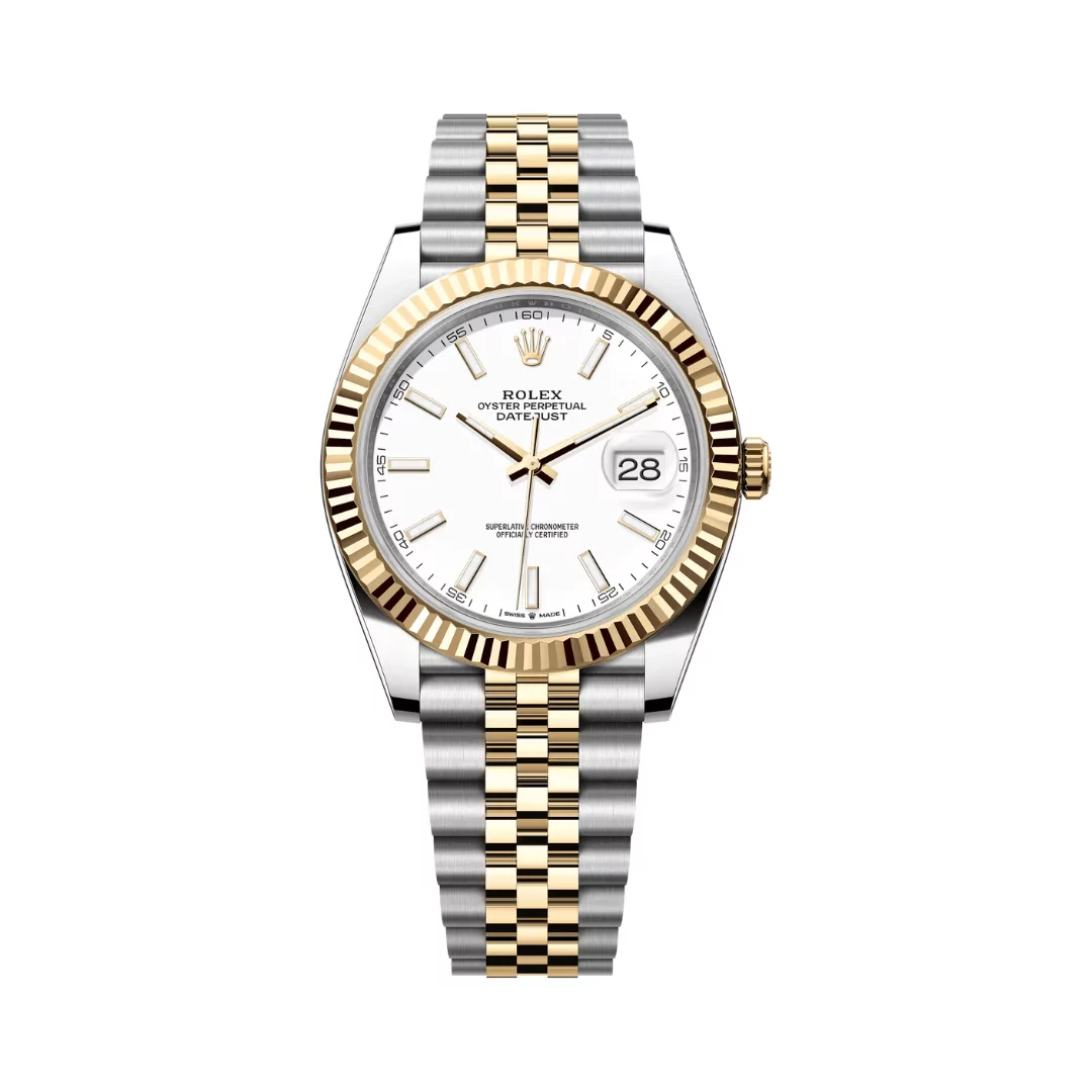 Rolex Datejust 126333-0016 Oystersteel 18kt Yellow Gold 41mm White Dial Mens Watch
