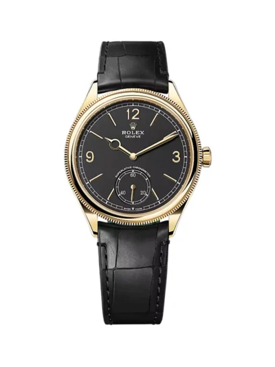 Rolex Perpetual 1908 – 52508-0002 Yellow Gold & Fluted Bezel Black Dial 39mm Men’s Watch