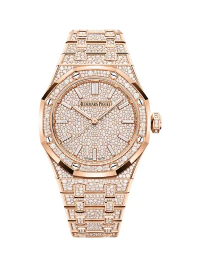Audemars Piguet Royal Oak 15552OR.ZZ.1358OR.01 Rose Gold with Pave Diamonds 37mm Pave Diamond Dial Ladies Watch