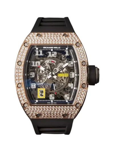 Richard Mille RM 030 AN TI Declutchable Rotor Rose Gold Diamond Bezel 42mm Skeleton Dial Men’s Watch