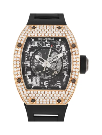 Richard Mille RM010 AH RG Rose Gold Diamond Bezel Skeleton Dial